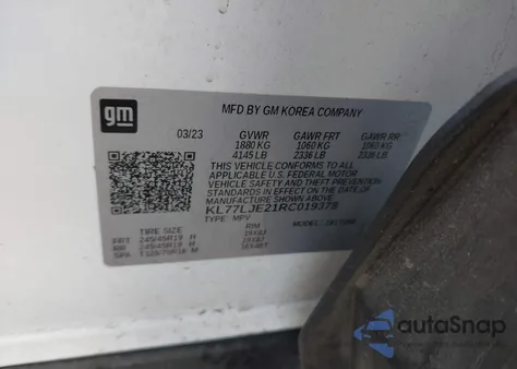 2024 Chevrolet Trax Fwd 2Rs from USA, damaged, VIN KL77LJE21RC019378